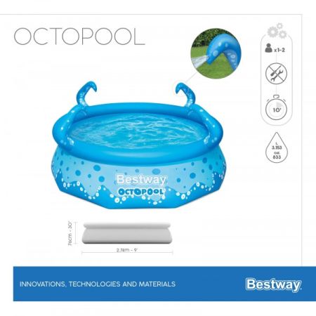 Бассейн с надувным верхом  274x76см "Осьминог" 3153л , Bestway 57397 BW