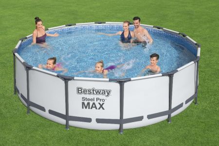 Каркасный бассейн Steel Pro Max 427х107см, 13030л, фил.-насос 3028л/ч, лестница, тент, Bestway 56950 BW