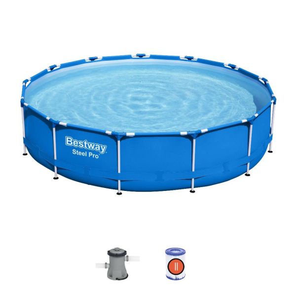 Каркасный бассейн Steel Pro 396х84см, 8680л, фил.-насос 2006л/ч, Bestway 5612E BW