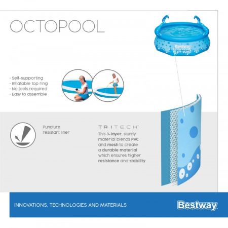Бассейн с надувным верхом  274x76см "Осьминог" 3153л , Bestway 57397 BW