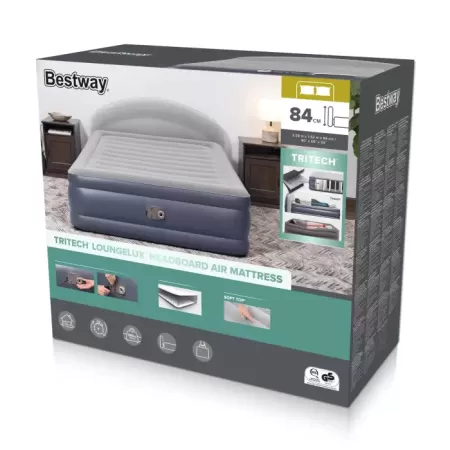 Надувная кровать 229х152х84см со спинкой, встр.насос 220В, до 300кг, Bestway 671BD BW