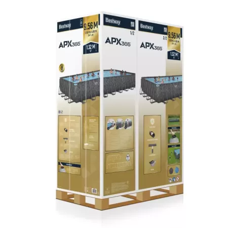 Каркасный прямоугольный бассейн 956х488х132см "APX" 365 52231л, песч.фил-нас, лестн, тент, полисферы, Bestway 561KJ BW
