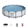 Каркасный бассейн Steel Pro Max 427х107см, 13030л, фил.-насос 3028л/ч, лестница, тент, Bestway 56950 BW