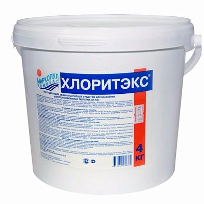 ХЛОРИТЭКС, 4кг ведро, табл.20гр, средство для текущей и ударной дезинфекции воды