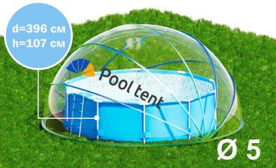 Круглый купольный тент павильон Pool Tent 5,0м для бассейнов и СПА, серый, Pool Tent PT500-G