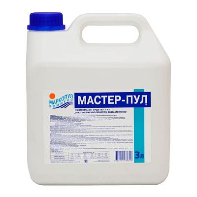 МАСТЕР-ПУЛ, 3л канистра, жидкое безхлорное средство 3 в 1 для обеззараживания и очистки воды