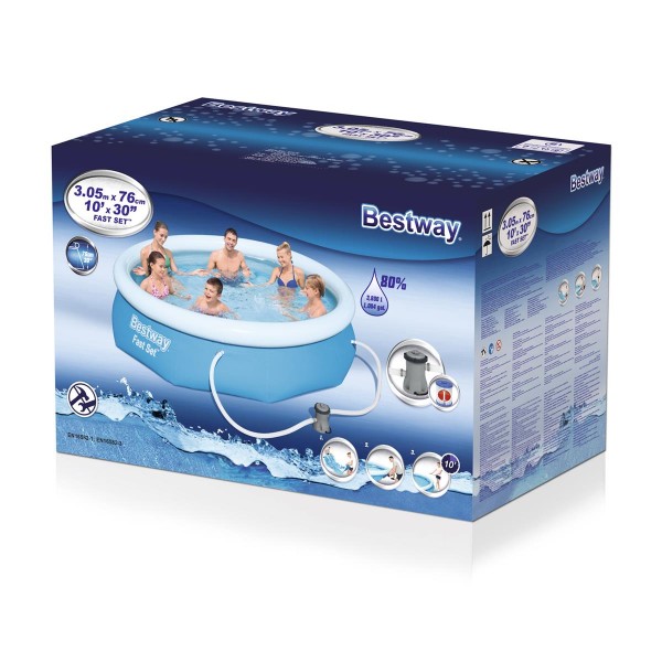 Бассейн Fast Set 305х76см, 3800л, фил.-насос 1249л/ч, Bestway 57270 BW