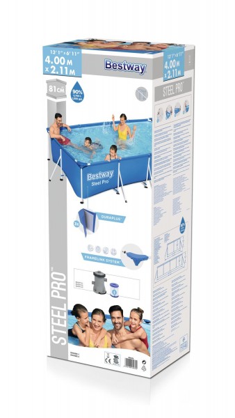 Каркасный бассейн Steel Pro 400х211х81см, 5700л, фил.-насос 1249л/ч, Bestway 56424 BW
