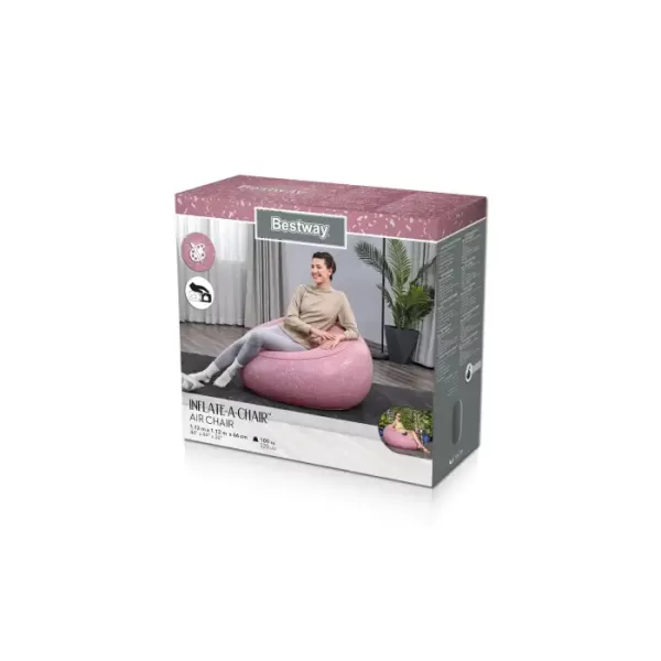 Надувное кресло 112x112x66см "Inflate-A-Chair" розовое, до 100кг, Bestway 75155 BW
