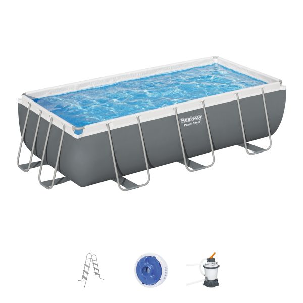 Каркасный бассейн Power Steel 404х201х100см, 6478л, песч.фил.-нас. 2006л/ч, лестница