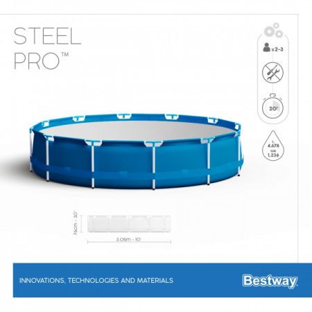 Каркасный бассейн Steel Pro 305х76см, 4678л, фил.-насос 1249л/ч, Bestway 56679 BW