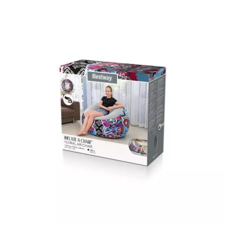 Надувное кресло 112x112x66см "Inflate-A-Chair Floral", Bestway 75111 BW