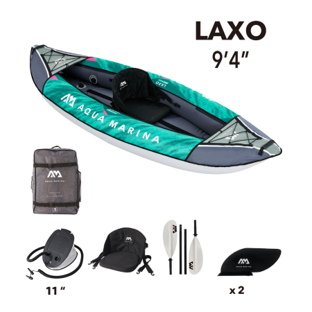 Надувной каяк "Laxo-285" 285x90см, весло, сиденье, киль, сумка, до 110кг, Aqua Marina LA-285