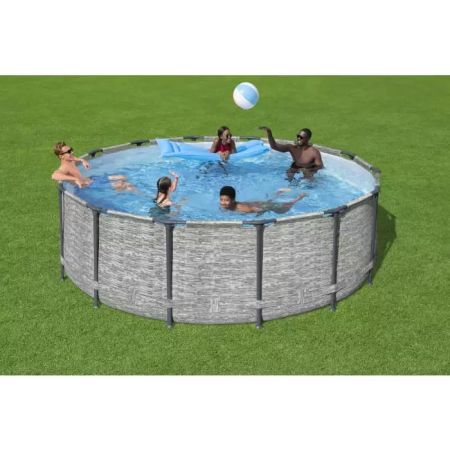 Каркасный бассейн Steel Pro MAX 427х122см, 15232л, фил.-насос 3028л/ч, лестница, тент, Bestway 5619D BW