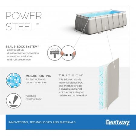Каркасный бассейн Power Steel 404х201х100см, 6478л, песч.фил.-нас. 2006л/ч, лестница, Bestway 56442 BW