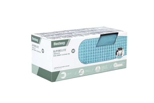 Надувной спальный коврик каремат "AlpineLite Insulated Wide Mummy" 183x63.5x7.5 см, Bestway 69613 BW