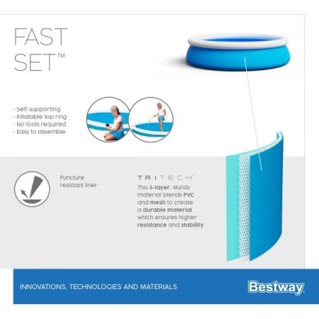 Бассейн Fast Set 366х76см, 5377л, Bestway 57273 BW