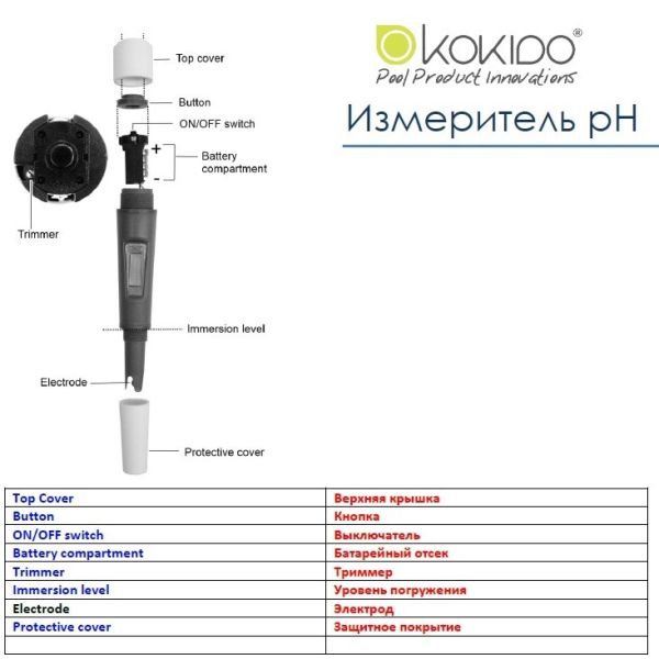 Цифровой тестер Kokido, рН-метр, в виде карандаша (K977CS), KOKIDO AQ12307
