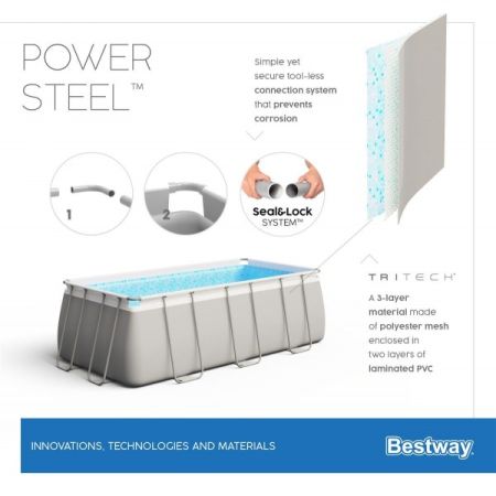 Каркасный бассейн Power Steel 404х201х100см, 6478л, песч.фил.-нас. 2006л/ч, лестница, Bestway 56442 BW