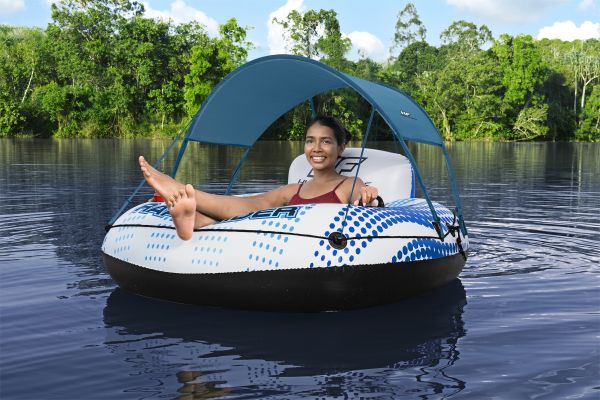 Надувной круг-кресло 137x137см "Rapid Rider" с ручками и подстаканником, навес, до 100 кг, Bestway 43725 BW