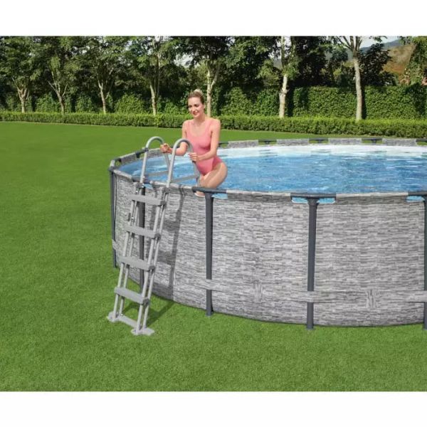 Каркасный бассейн Steel Pro MAX 427х122см, 15232л, фил.-насос 3028л/ч, лестница, тент, Bestway 5619D BW