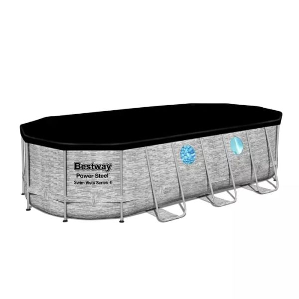 Каркасный бассейн Power Steel 549х274х122см, "Камень" 13430л, фил.-нас 5678л/ч, лестн, тент, Bestway 56716 BW