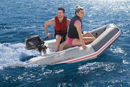 Надувная лодка "Caspian" 230х130х33см с жёстким дном, вёсла 145см, насос, транец, до 258кг, Bestway 65046 BW