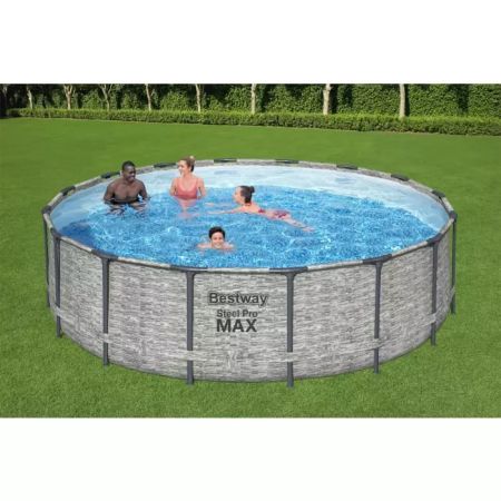 Каркасный бассейн Steel Pro MAX 488х122см, 19480л, фил.-насос 5678л/ч, лестница, тент, Bestway 5619E BW