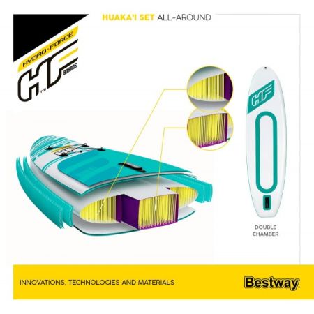 SUP-доска "HuaKa'i" 305x84x15см, насос, весло, лиш, ремнабор, сумка, до 130кг, Bestway 65346 BW