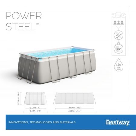 Каркасный бассейн Power Steel 404х201х100см, 6478л, песч.фил.-нас. 2006л/ч, лестница, Bestway 56442 BW