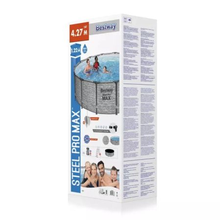 Каркасный бассейн Steel Pro MAX 427х122см, 15232л, фил.-насос 3028л/ч, лестница, тент, Bestway 5619D BW