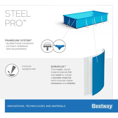 Каркасный бассейн Steel Pro 400х211х81см, 5700л, фил.-насос 1249л/ч, Bestway 56424 BW
