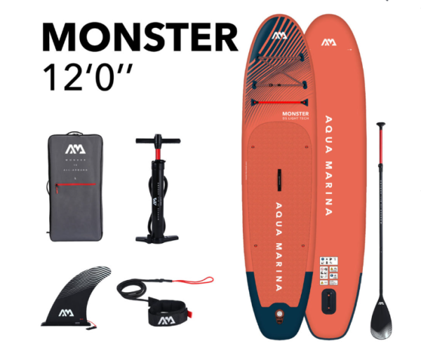 SUP-доска "Monster Sky Glider" 366х84х15см, насос, весло, лиш, киль, ремнабор, сумка, до 170кг, Aqua Marina BT-23MOP