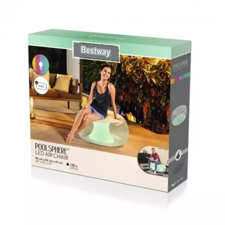 Надувное кресло 82x82x41см "Poolsphere" с Led подсветкой на батарейках (3хААА), Bestway 75085 BW