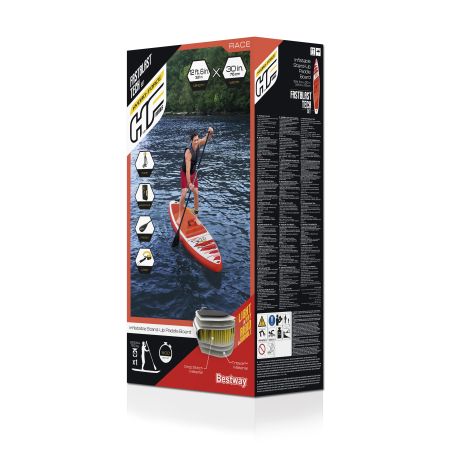 SUP-доска "Fastblast Tech" 381x76x15см, насос, весло, лиш, ремнабор, сумка, до 120кг, Bestway 65343 BW