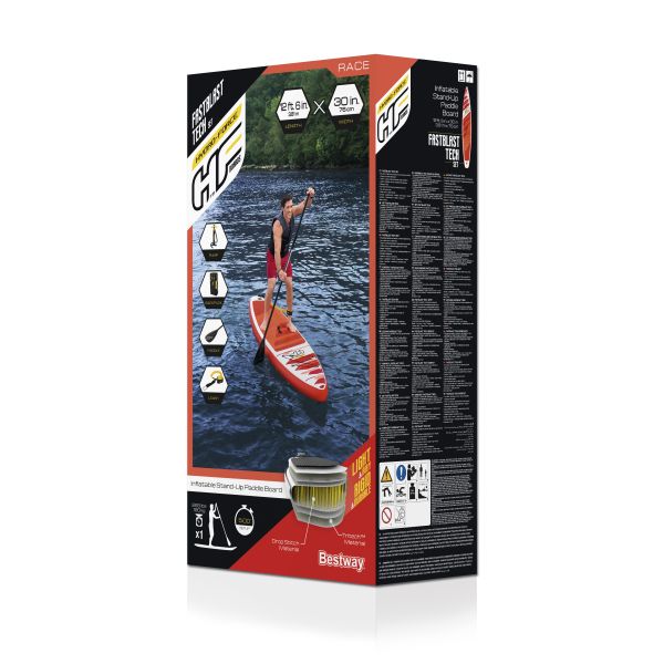 SUP-доска "Fastblast Tech" 381x76x15см, насос, весло, лиш, ремнабор, сумка, до 120кг, Bestway 65343 BW